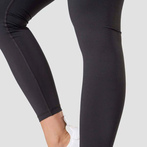 Leggings de yoga taille haute pour femmes, longueur intégrale, en Spandex/coton, sans coutures, extensibles dans quatre directions, couleur unie noire, taille élastique, poches, Econex - Product Image 5