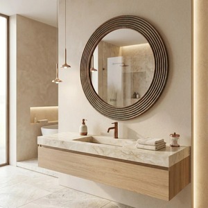 Natural Multilevel Plant Vine Weaving Art Design Bone Inlay Wall Mounted <b>Mirror</b> Retro Round Hanging <b>Vanity</b> <b>Mirror</b> - Product Image 2