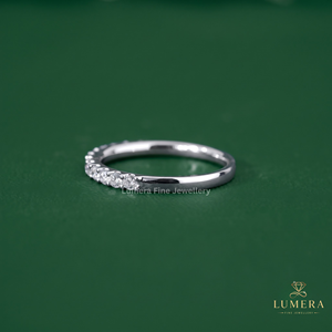 Round Diamond Half Eternity Ring, Brilliant <b>Cut</b> <b>Stones</b> In Secure Prong Setting, High Polish Solid Gold Shank, Elegant Band - Product Image 4