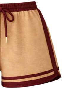 Beige Red Women Camisole And Shorts <b>Set</b> Summer Two Piece Outfit Cotton Blend Crop Top Cherry Print Drawstring Shorts Casual - Product Image 5