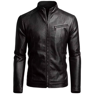 เสื้อแจ็คเก็ตหนัง PU ทรงสลิมฟิตสำหรับผู้ชาย ยี่ห้อ Econex Sports ป้องกันลม สไตล์ลำลอง แต่งหมุด ปกคอพับ ปิดด้วยซิป สีพื้น ทรงปกติ - Product Image 5
