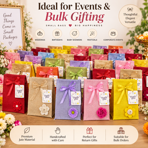 Sacs cadeaux en jute naturel avec nœud en ruban et décoration florale pour mariage, fête, anniversaire, emballage cadeau festif - Product Image 2