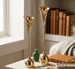 Good Looking Metal Taper <b>Candle</b> Holder Combination of White & Gold for Candlelight <b>Dinner</b> Home & Wedding Decor - Product Image 3