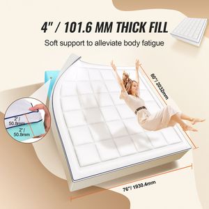 Surmatelas en mousse à mémoire de forme King Size, garnissage en fibres, 4 options d'épaisseur, conception ergonomique, soulagement de la pression, amovible et lavable - Product Image 2