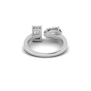 Anillo Unisex AJRETAIL de Oro Blanco con Corte Esmeralda y Engaste Pavé, 3.25 Quilates, Cultivado en Laboratorio, Color F, Claridad VS1, Certificado IGI, para Compromiso o Fiesta - Product Image 3