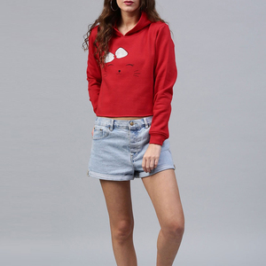 Sudadera Corta con Capucha para Mujer, Diseño de Fábrica, Logotipo Frontal, 100% Algodón, Estilo Casual, Precio Económico - Product Image 4