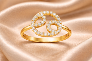 Anillo de Oro Minimalista con Diamantes CZ del Signo de Cáncer, Joyería con Piedra de Nacimiento de Julio, Regalo de Astrología para Ella - Product Image 2
