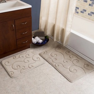 Tapis de douche 100% coton, diverses couleurs, éponge Paris Bath, couleur crème, taille 50x70 cm - Product Image 2