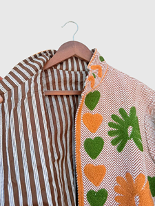 Hand Embroidered Floral Mandarin Collar Jacket Full Sleeve Cotton Plus Size Women'<b>s</b> Spring Wear Prairie Chic Style - Product Image 3