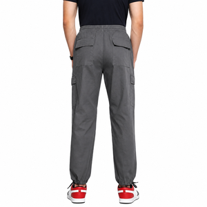 Pantalon cargo gris pour homme, taille élastique avec cordon de serrage, plusieurs poches, style décontracté, toile respirante, style printemps, pantalon cargo personnalisé - Product Image 2