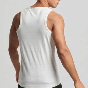 Men's <b>White</b> Sleeveless Tank <b>Top</b> O-Neck Casual Style 100% Cotton Knitted Solid Color Plain Dyed <b>Top</b> - Product Image 3