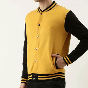 เสื้อแจ็คเก็ตฮู้ดสไตล์วาร์ซิตี้สีเหลืองดำแบบยูนิเซ็กซ์ แต่งขอบยางยืดลายทาง ปิดด้วยซิป ตกแต่งด้วยลายเรขาคณิตแบบพรีเมียม ผลิตจากผ้าขนสัตว์ 100% สไตล์คนเมือง - Product Image 3