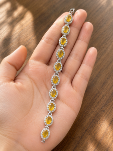 Wholesale Colour Mountain 7.5 Inch Yellow Glass-Filled Sapphire Tennis <b>Bracelet</b> 925 Sterling Silver White Gold Plated Luxury - Product Image 1