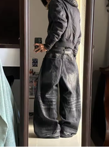 Nouveau Jean Décontracté Homme Y2K Hip Hop Rock Vintage Gothique à Jambes Larges, Imprimé Géométrique Oversize Style Harajuku, Tendance Mode Urbaine - Product Image 3
