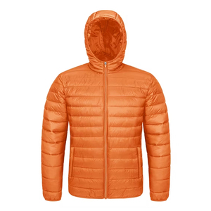 <b>Cheap</b> Price Custom Outerwear Manufacturer Lightweight Polyester Filling Zip Up Hooded <b>Jacket</b> Regular Fit Orange <b>Puffer</b> <b>Jackets</b> - Product Image 3