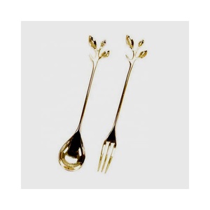 Ensemble de cuillères de service à fente en acier inoxydable grande cuillère de service couverts à dessert serveurs en argent ensemble de service à salade à manche épais - Product Image 5