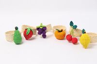 Anneaux de serviette en bambou faits à la main, motif fruits (Fraise, Citron, Cerise, Raisin, Poire, Orange), écologiques, pour décoration de table de fête, largeur 5 cm