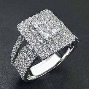 RB Gems Bague de mariage éternelle tendance pour femme en or massif 14K avec diamant naturel CVD HPHT certifié IGI et moissanite taille princesse - Product Image 3
