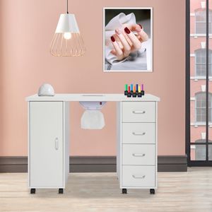 Table de manucure en MDF avec une seule porte et 4 tiroirs en blanc - Product Image 2