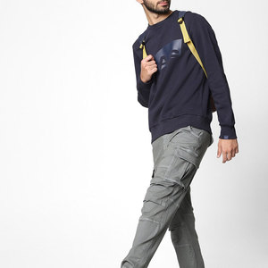 Pantalon cargo gris pour homme, plusieurs poches, taille élastique, décontracté, Oxford, 100% coton, respirant, automne, style streetwear, écologique - Product Image 4