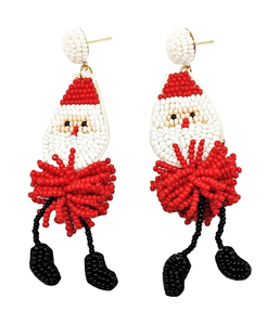 Pendientes Colgantes con Diseño Navideño Festivo, Hechos a Mano con Cuentas de Semillas y Bordado de Logotipo Personalizado, Accesorio de Moda - Product Image 4