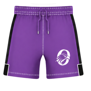 Pantalones Cortos de Rugby Morados y Negros con Cintura Elástica y Cordón Ajustable, Ropa Deportiva Ligera para Entrenamiento y Partidos - Product Image 1