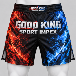 Pantalones cortos Fire And Ice con estampado de llamas rojas y azules, banda acanalada con agarre, malla en la zona de la entrepierna, muslos ventilados, ropa deportiva masculina de secado rápido - Product Image 1
