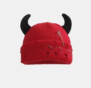 Chapeau d'hiver décontracté unisexe style punk en jacquard respirant et imperméable avec cache-oreilles, tricoté à la main, 100 % acrylique, couleur unie, réglable - Product Image 2