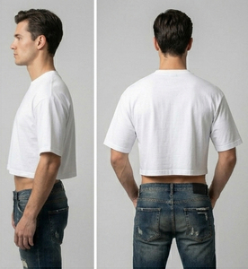 Men's <b>White</b> Boxy T-Shirts Short Sleeve O-Neck Crop Boxy <b>Tee</b> Shirt Men Summer Lightweight Boxy T-Shirt Mens - Product Image 3