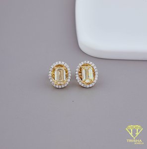 Fancy Yellow Diamond <b>Stud</b> Earrings Oval Shape Moissanite Diamond Earrings For Wedding Jewelry - Product Image 3