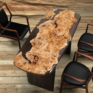 Mesa de Comedor Rectangular de Resina Epoxi Hecha a Mano de Lujo con Diseño Moderno, Superficie de Resina Impermeable en Tonos Cálidos para Sala de Estar - Product Image 5
