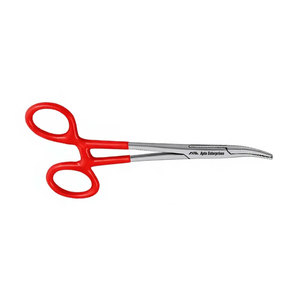คีมหนีบเลือด Hemostat Mosquito Forceps ขนาด 5 นิ้ว แบบตรงและแบบโค้ง พร้อมด้ามจับเคลือบพีวีซีสีแดง ผลิตจากเหล็กกล้าผ่าตัดแบบล็อคได้ - Product Image 3