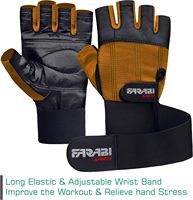 Gants de sport Farabi en cuir à logo personnalisé, demi-doigts, antidérapants, avec sangle de poignet réglable, respirants, pour musculation et haltérophilie