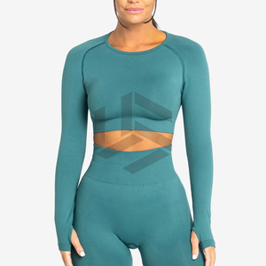Nouvel Arrivage Ensemble de Yoga Femme Qualité Supérieure Logo Personnalisable sur le Devant Respirant Écologique Uni Taille Haute 2 Pièces Tenue de Sport - Product Image 1