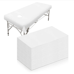 NIDY Disposable <b>Waterproof</b> Non Woven Gel <b>Bed</b> <b>Sheet</b> Spa Salon Wellness | Soft Breathable Hygienic Single Use Central Hole - Product Image 1