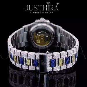 Reloj de Lujo con Diamantes Moissanite en Oferta, Estilo Hip Hop, Correa de Acero Inoxidable Resistente, Resistente al Agua, Disponible para la Venta - Product Image 5