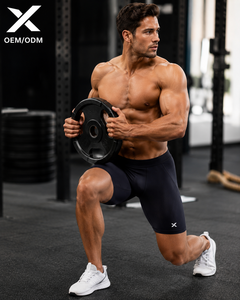 X Sports City <b>Men</b> <b>Compression</b> Wear <b>Shorts</b> Solid Waterproof Elastic Waist Mid Canvas Polyester Spandex Gym MMA Customized OEM/ODM - Product Image 3
