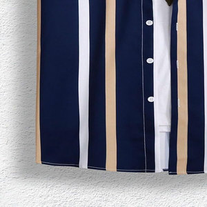 Custom Casual Men's Summer Vintage Classic Pattern <b>Button</b> <b>up</b> Collar <b>Short</b> <b>Sleeved</b> Loose Style Solid Color Designer <b>Shirts</b> - Product Image 4