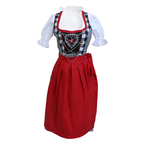 Robe traditionnelle Dirndl pour femme, tenue folklorique alpine, avec corsage ajusté, jupe ample, tablier et chemisier, ensemble pour festivals, mariages et fêtes - Product Image 2