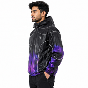 Veste coupe-vent réfléchissante personnalisée à capuche surdimensionnée légère pour homme, veste zippée, vêtements d'extérieur, fournisseur OEM de streetwear en gros - Product Image 4
