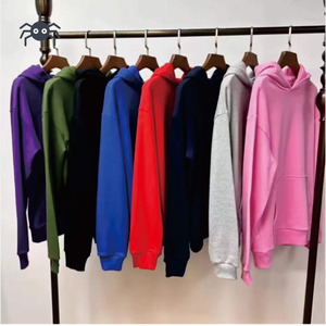 Sweat-shirt à capuche oversize pour homme en polyester/coton délavé, couleur unie, tricoté, décontracté, avec poche, pour l'hiver - Product Image 1