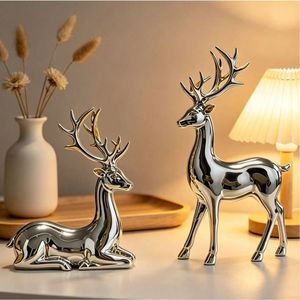 Anneaux de serviette en métal faits à la main en forme de renne, en aluminium moulé argenté, pour la décoration de table de Noël, de luxe, pour salle à manger et hôtellerie - Product Image 5