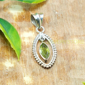 จี้เพอริดอทดีไซน์มาร์คีส์สีเขียวธรรมชาติ เงินแท้ 925 ทำมือ สำหรับผู้หญิง ขายส่ง - Product Image 3