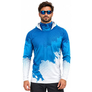 Custom Masked Fishing <b>Hoodie</b> UPF 50 Long Sleeve Fishing Wear <b>UV</b> <b>Protection</b> Quick Dry Hooded Fishing Shirts for Men - Product Image 2