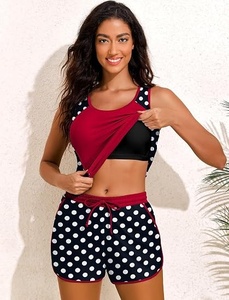 Women's 2 Piece Polka Dot <b>Bikini</b> <b>Set</b> Contrast Binding Spandex Polyester Swimwear Regular Fit Shorts Style - Product Image 6