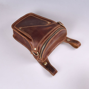 Sac banane en cuir style vintage antivol avec fermeture éclair et poche avant, vente directe usine, unisexe, usage quotidien - Product Image 2