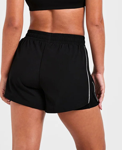 Custom Made Women's Black 2-Piece Yoga Set Scoop Neck Racerback Crop <b>Top</b> Elastic Waist Shorts Solid Color Cheap Price <b>Low</b> MOQ - Product Image 5