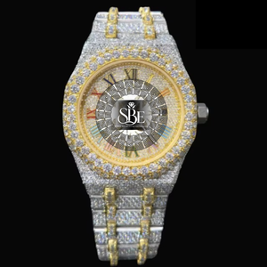 Reloj de Lujo en Oferta, de Acero Inoxidable con Incrustaciones de Diamantes, Bisel de Cristal Completo, Reloj de Pulsera de Cuarzo para Fiestas, Estilo Hip Hop y Urbano - Product Image 1