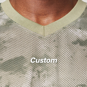 Camiseta de malla camuflada de moda, estilo urbano, oversize, streetwear, cuello en V, estampado reflectante, deportiva, para hombre, poliéster, OEM, fabricante, ligera - Product Image 5