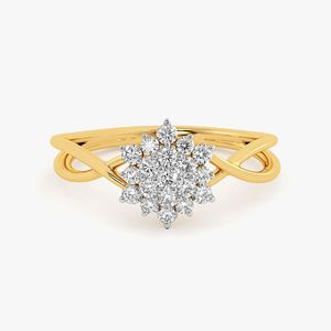 Yellow Gold Floral Cluster Lab Grown <b>Diamond</b> Infinity <b>Ring</b> - Product Image 1